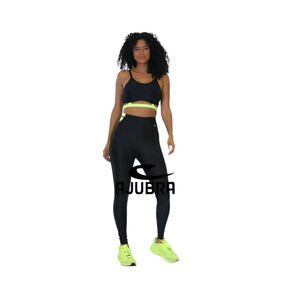 Cajubrasil Size S Black And Lime Green Cage Strap Sports Bra New